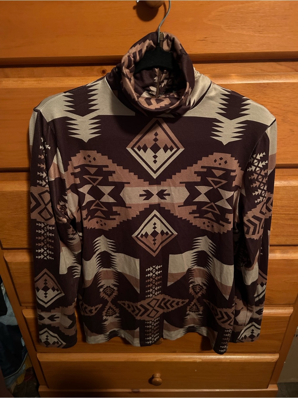 Women’s Taha Pollizi Aztec-Print Turtleneck Sweater - Brown & Cream